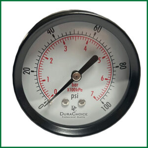 2-1/2" Pressure Gauge-100 PSI Brass Rear Out